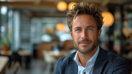 Fototapeta premium Man Crosses Arms in Business Suit