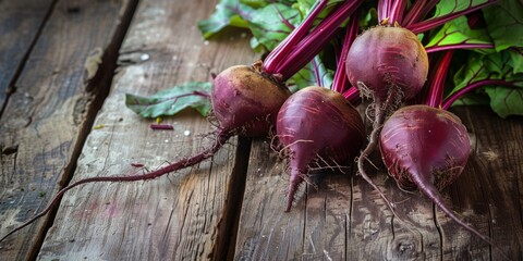 fresh beets on a wooden table Generative AI