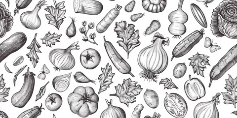 Deurstickers assorted vegetables texture vector Generative AI © Evghenii