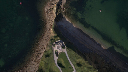 The World War II Pointe du Hoc Ranger Monument. Pointe du Hoc is a high point between two of the...