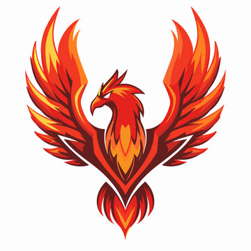 Fire bird phoenix esport vector logotype, logo phoenix, icon phoenix, sticker phoenix, symbol phoenix, emblem phoenix, eagle