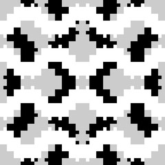 Seamless pattern. Tribal wallpaper. Figures, squares, crosses. Ancient backdrop. Tribe motif. Simple shapes ornament. Ethnic background. Digital paper, web design, textile print, abstract. Vector