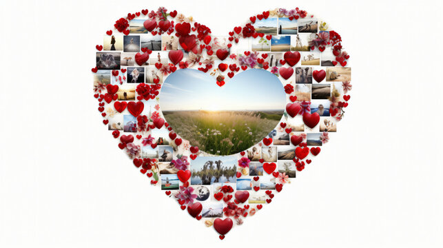 Heart shaped photo collage frame