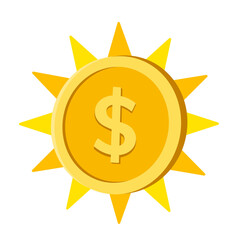 sun dollar icon isolated on transparent background	