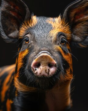 a close up image of a Pig, nature photography, generated with AI
