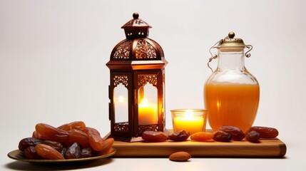 Table Set With Food and Lantern for Ramadan 2024