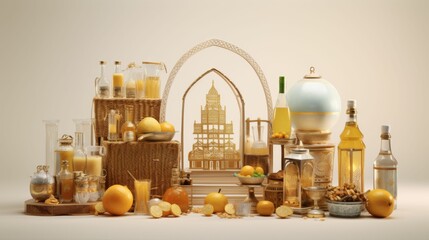 A Table Laden With Bottles of Various Liquids for Ramadan 2024 Event