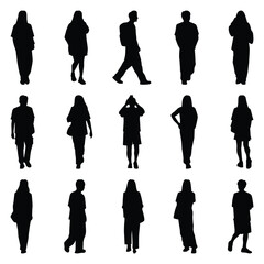 Vector collection set of individual people silhouettes.	