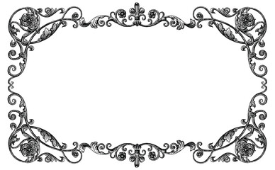 Hand drawn ornate floral frame with swirls,tendrils,flowers in vintage style, vector ornamental background for greeting card,invitation