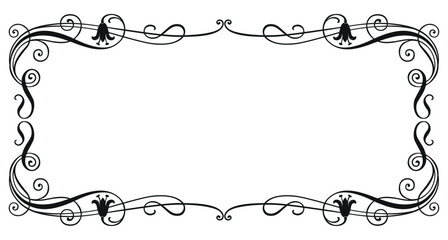 Ornate floral frame with bell flowers,swirls,tendrils in vintage style, vector ornamental background for greeting card,invitation