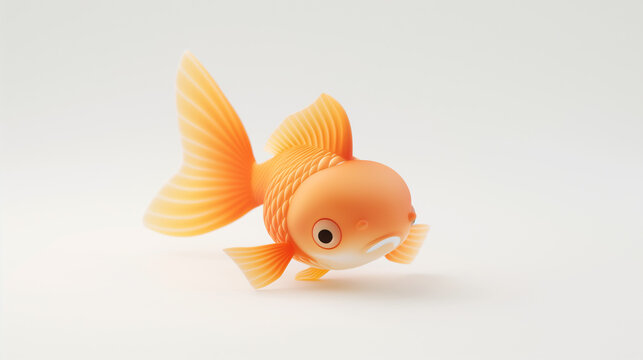 Peixe dourado fofo isolado no fundo cinza 
