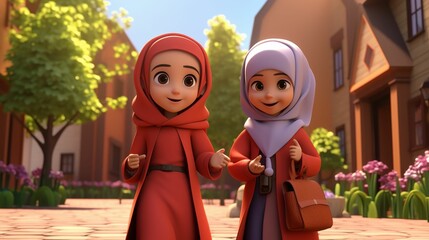 Obraz na płótnie Canvas Two Women Standing Together at Ramadan 2024 Event