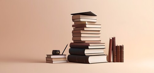 isolated soft background with copy space, old books concept