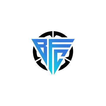 A modern blue gradient logo featuring a geometric design with sharp lines and angles, set against a black circular background with white accents, ideal for branding and corporate identity projects