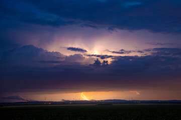 lightning and clouds in the sky