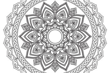 Circular pattern. Mandala Coloring page for kids and adults. Decorative ornament ethnic oriental style. Isolated on white background. line art drawing coloring page relaxation and meditation. Vector