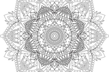 Circular pattern. Mandala Coloring page for kids and adults. Decorative ornament ethnic oriental style. Isolated on white background. line art drawing coloring page relaxation and meditation. Vector