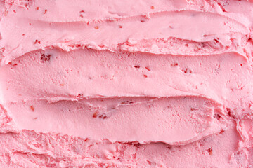Raspberry ice cream surface top view