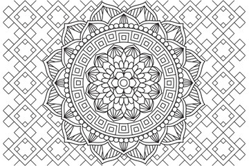 Circular pattern. Mandala Coloring page for kids and adults. Decorative ornament ethnic oriental style. Isolated on white background. line art drawing coloring page relaxation and meditation. Vector