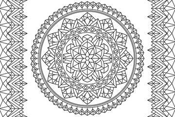 Circular pattern. Mandala Coloring page for kids and adults. Decorative ornament ethnic oriental style. Isolated on white background. line art drawing coloring page relaxation and meditation. Vector