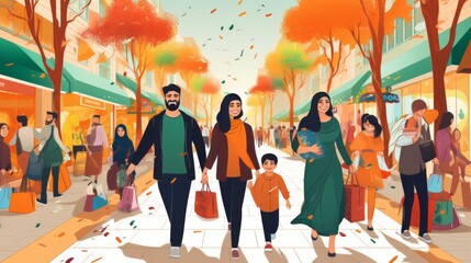 Crowded Street With People Walking During Ramadan 2024