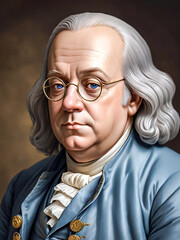 Benjamin Franklin portrait (1706 - 1790). Generative AI - 749613772