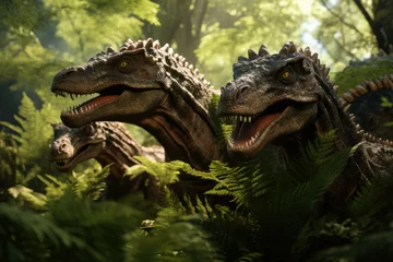 Fototapeten Ankylosaurs resting in prehistoric fern grove © Michael Böhm