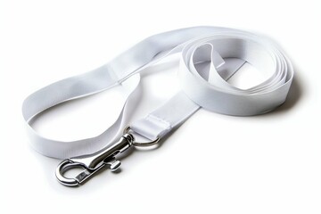 Blank White Lanyard with Metal Clasp on White Background. Generative ai