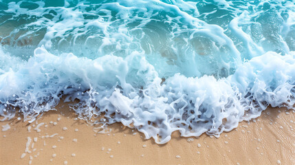 Fototapeta na wymiar Foamy sea wave on sand