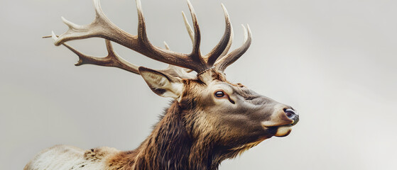 Elk Isolated on Grey Background