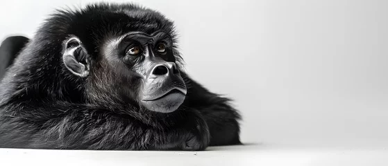 Badezimmer Foto Rückwand Howler Monkey Isolated on Grey Background © Korey
