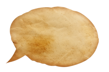 Aged parchment paper speech bubble, cut out - stock png.