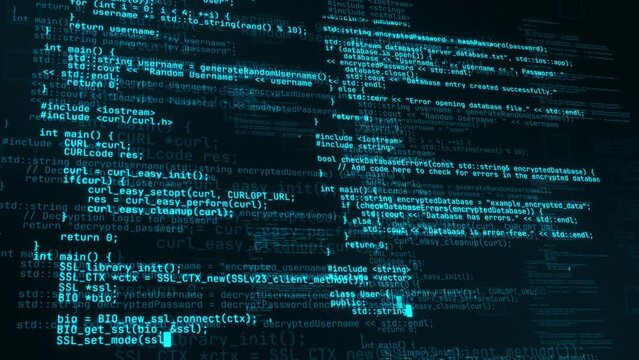 3D Scrolling Hacker Text Programming Code - Loop Tech Background Wallpaper V2