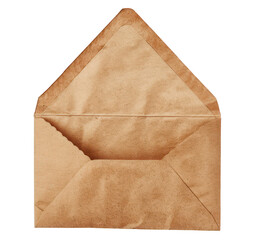 Brown envelope with textured detail, cut out - stock png.