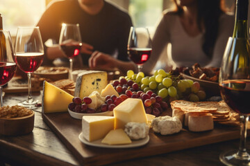 Wine and cheese tasting party with friends