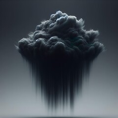 A black cloud floating in the air. This image can be used to depict a stormy weather or a dark atmosphere. - obrazy, fototapety, plakaty