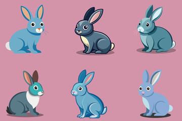 Set of rabbit's vectors, silhouette
