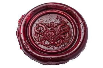 Vintage red wax seal for secure correspondence, cut out - stock png.	