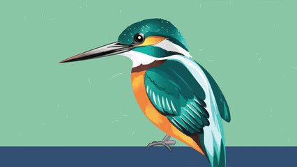 Flat Design Kingfisher Vector Illustration. Perfect for Nature-Themed Designs.  
