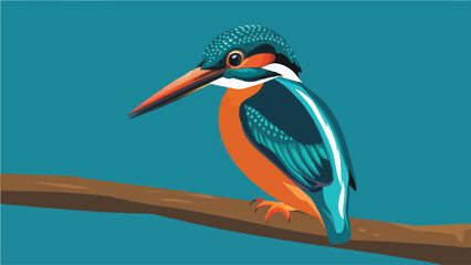 Flat Design Kingfisher Vector Illustration. Perfect for Nature-Themed Designs.  