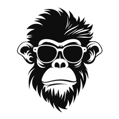 Monkey in sunglasses isolated on a white background. Vector illustration.