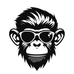 Obraz premium Monkey head in sunglasses. Vector illustration isolated on white background.