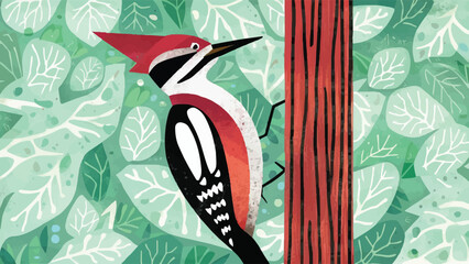 Flat Design Woodpecker Vector Illustration. Perfect for Nature-Themed Designs.