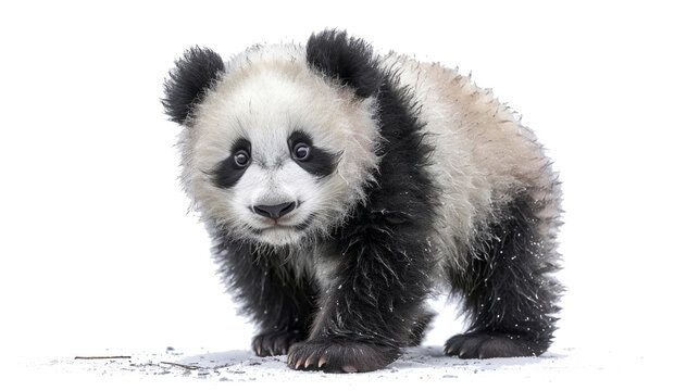 a baby panda, its distinctive black and white markings rendered in soft watercolors