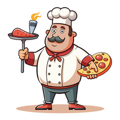 Vector illustration and artwork of a restaurant waiter