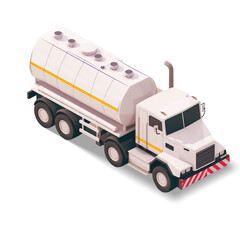 Isometric white american truck. 3d rendered image. Transparent background