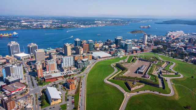 Aerial View Of The City Of Halifax And Citadel Historic Site, Nova Scotia, Canada. Photo Taken With Drone In September 2023.