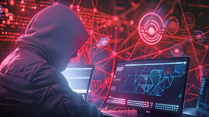 A person wearing a hoodie is seated in front of a computer screen, focusing intently on their work or task