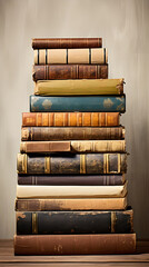 The Aesthetic Appeal of a Large Stack of Books Highlighting the Charm of Traditional Print Media