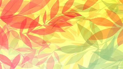 Lemon yellow and peach shapes dance in light breeze on tranquil spring day abstract background